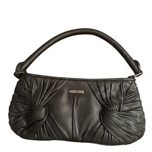 BURBERRY Black Leather Sling Knot Baguette Shoulder Bag